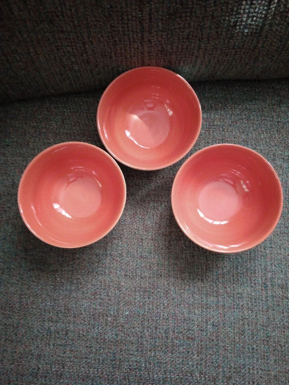 Baum Tangiers Pattern Orange/Turquoise Soup Cereal Bowls-Set Of 3